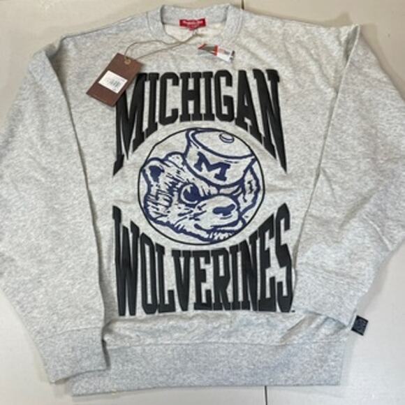 Michigan Wolverines Mitchell & Ness Womens Oversized Logo Sweatshirt - Picture 1 of 2